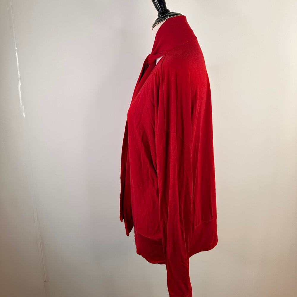 Cabi Red Tess Long Sleeve Bow Neck Tie Shirt Size Large - Picture 8 of 8